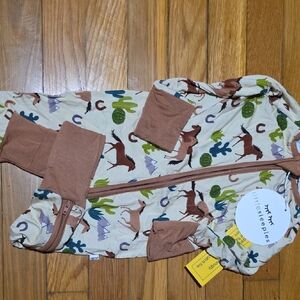 Little Sleepies Cream and Brown Baby Sleeper with Horse Design